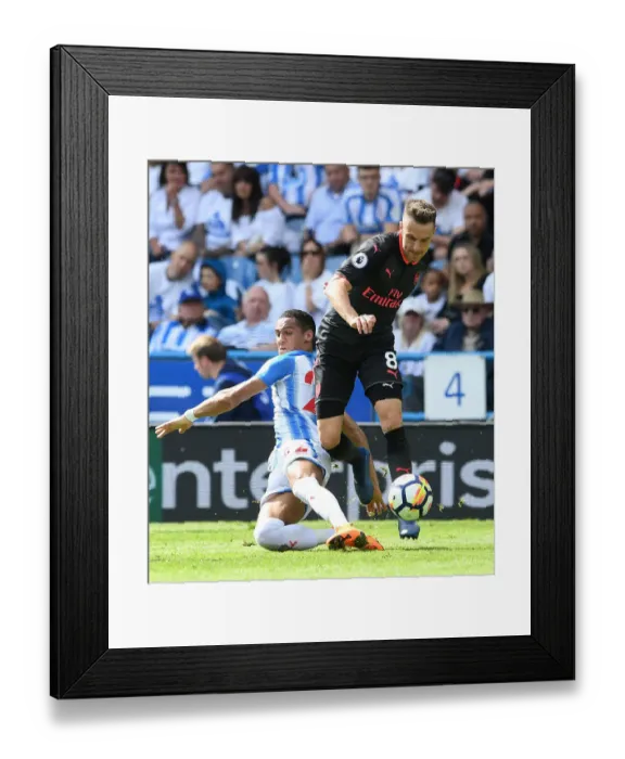 Framed Print : Aaron Ramsey vs. Tom Ince: Intense Battle in Huddersfield Town vs. Arsenal (Premier League, 2017-18)