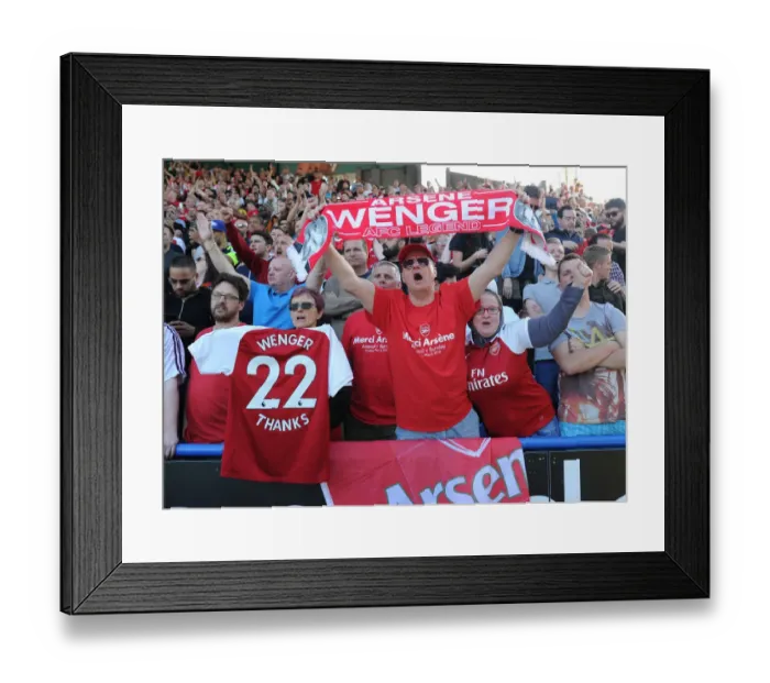 Framed Print : Arsenal Fans Honour Arsene Wenger with Banners at Huddersfield Match
