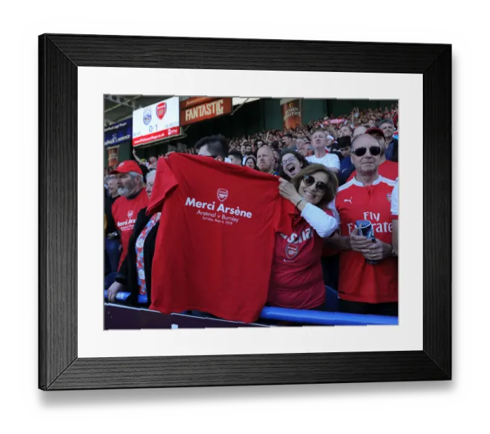 Framed Print : Arsenal Fans Honor Arsene Wenger with Banners at Huddersfield Match Framed Print : Arsenal Fans Honor Arsene Wenger with Banners at Huddersfield Match