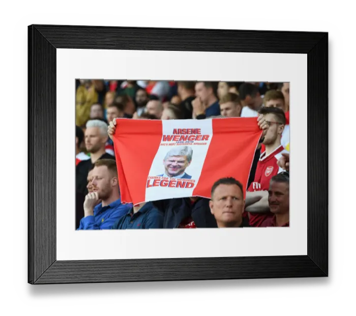 Framed Print : Arsenal Fans Honor Arsene Wenger with Banners at Huddersfield Match Framed Print : Arsenal Fans Honor Arsene Wenger with Banners at Huddersfield Match