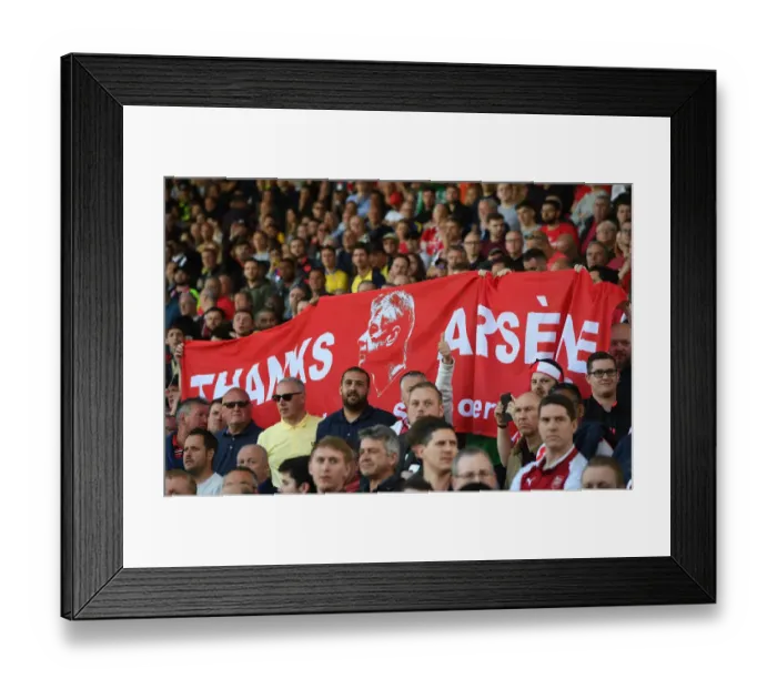 Framed Print : Arsenal Fans Honor Arsene Wenger with Banners before Huddersfield Match Framed Print : Arsenal Fans Honor Arsene Wenger with Banners before Huddersfield Match