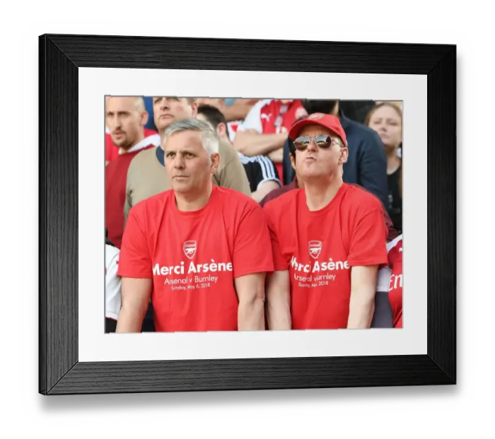 Framed Print : Arsenal Fans Honor Arsene Wenger with Banners at Huddersfield Match