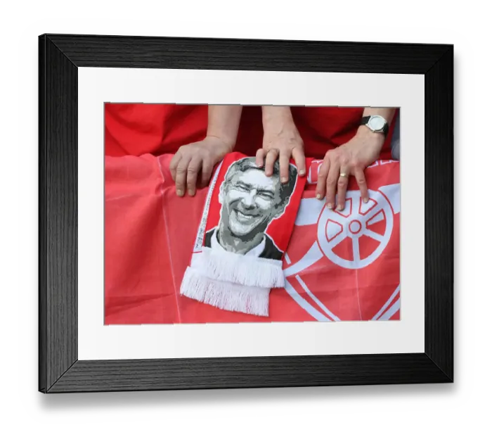 Framed Print : Arsenal Fans Honor Arsene Wenger with Banners at Huddersfield Match