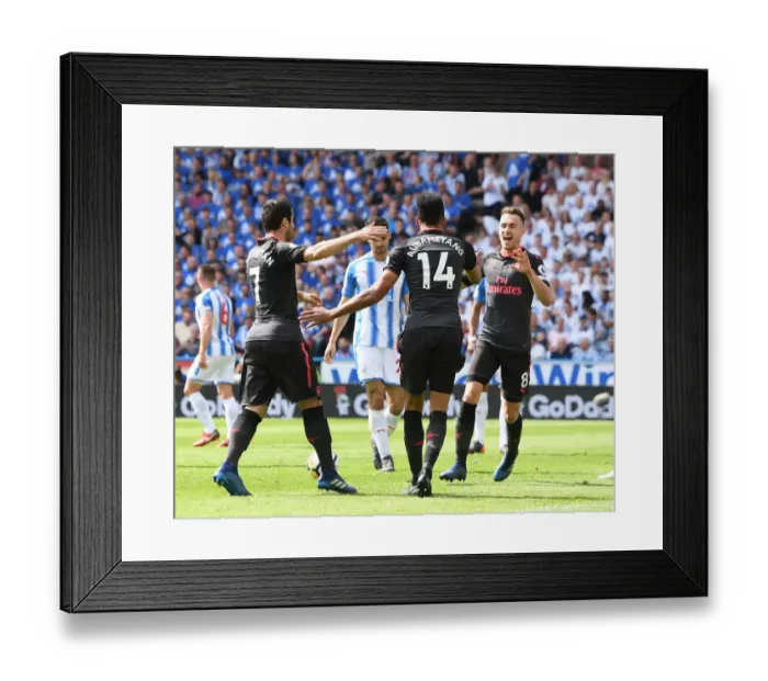 Framed Print : Pierre-Emerick Aubameyang's Goal Celebration: Huddersfield Town vs. Arsenal, Premier League 2017-18 Framed Print : Pierre-Emerick Aubameyang's Goal Celebration: Huddersfield Town vs. Arsenal, Premier League 2017-18