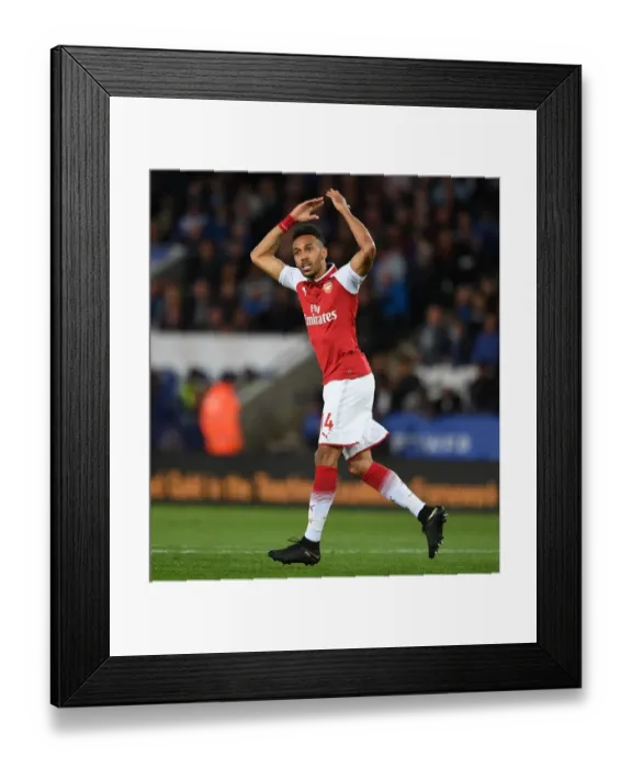 Framed Print : Aubameyang's Thriller: Arsenal's Dramatic Win Against Leicester City (2017-18) Framed Print : Aubameyang's Thriller: Arsenal's Dramatic Win Against Leicester City (2017-18)