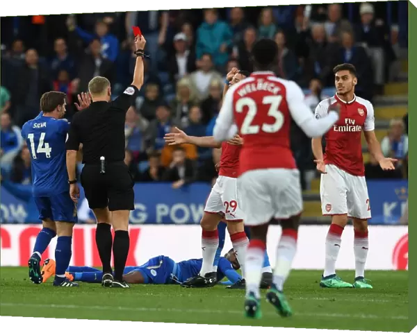 Red Card for Mavropanos: Leicester City vs. Arsenal, Premier League 2017-18