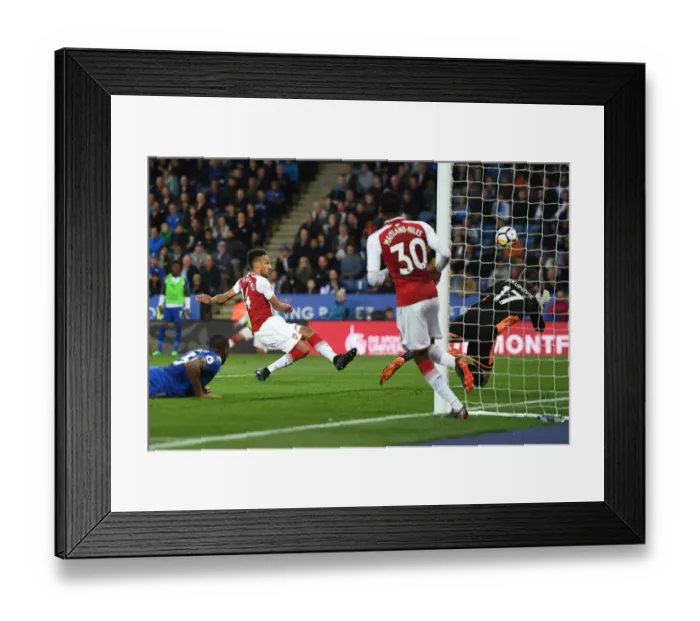 Framed Print : Pierre-Emerick Aubameyang Scores the Decisive Goal: Leicester City vs. Arsenal, Premier League 2017-18 Framed Print : Pierre-Emerick Aubameyang Scores the Decisive Goal: Leicester City vs. Arsenal, Premier League 2017-18