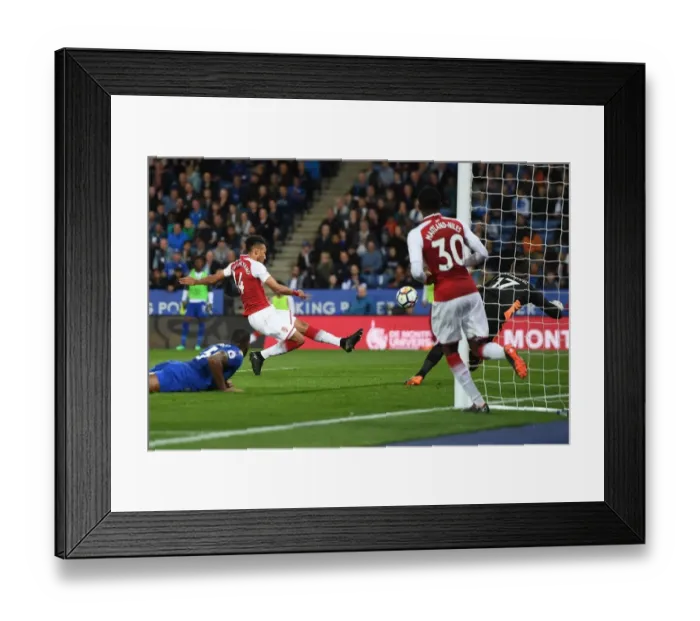 Framed Print : Pierre-Emerick Aubameyang Scores the Winning Goal: Leicester City vs. Arsenal, Premier League 2017-18 Framed Print : Pierre-Emerick Aubameyang Scores the Winning Goal: Leicester City vs. Arsenal, Premier League 2017-18