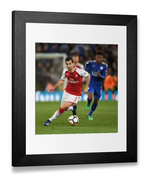 Framed Print : Henrikh Mkhitaryan in Action: Premier League Clash between Leicester City and Arsenal (2017-18)