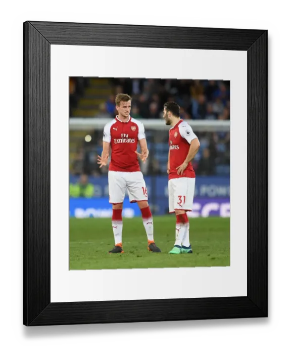 Framed Print : Arsenal's Rob Holding and Sead Kolasinac in Deep Conversation during Leicester Clash (2017-18)
