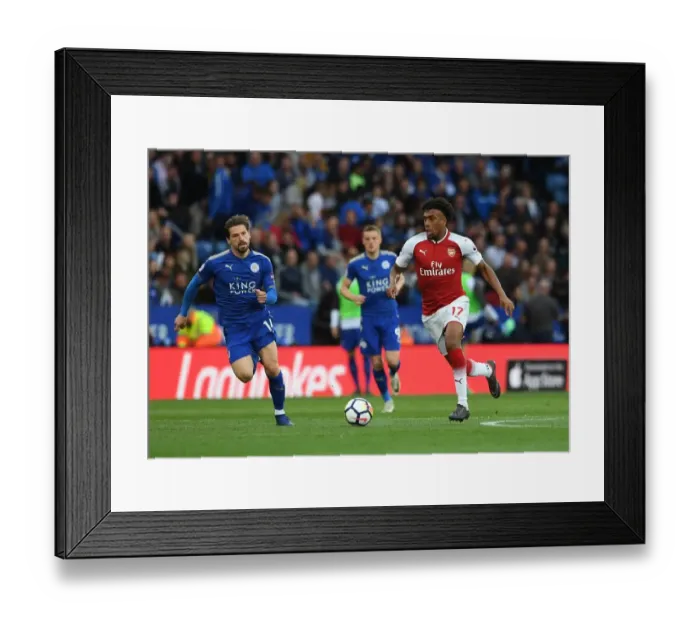 Framed Print : Alex Iwobi (Arsenal) Adrien Silva (Leicester). Leciester City 3: 1 Arsenal. Premier League Framed Print : Alex Iwobi (Arsenal) Adrien Silva (Leicester). Leciester City 3: 1 Arsenal. Premier League