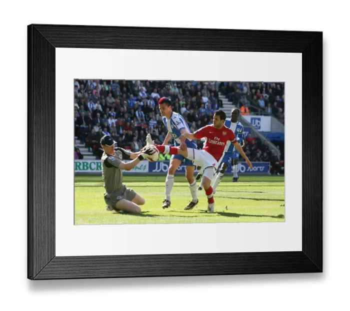 Framed Print : Cesc Fabregas (Arsenal) Paul Scharner and Chris Kirkland (Wigan)