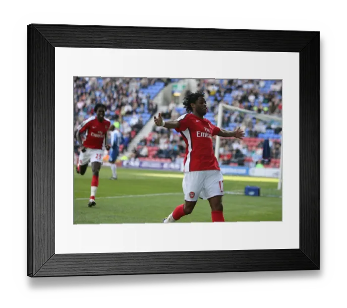 Framed Print : Alex Song's Thrilling Goal Celebration: Arsenal's Unforgettable 4-1 Victory Over Wigan Athletic (11 / 4 / 09) Framed Print : Alex Song's Thrilling Goal Celebration: Arsenal's Unforgettable 4-1 Victory Over Wigan Athletic (11 / 4 / 09)