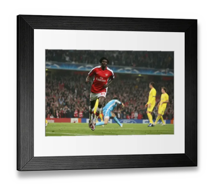 Framed Print : Adebayor's Brace: Arsenal's 3-0 Victory Over Villarreal in the Champions League Quarterfinals Framed Print : Adebayor's Brace: Arsenal's 3-0 Victory Over Villarreal in the Champions League Quarterfinals