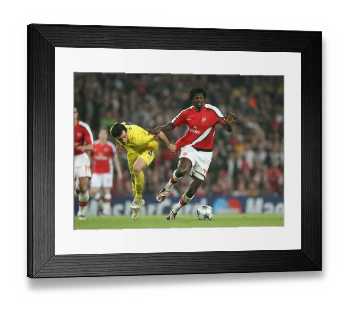 Framed Print : Arsenal's Adebayor Scores Twice: Arsenal's 3-0 Champions League Victory over Villarreal Framed Print : Arsenal's Adebayor Scores Twice: Arsenal's 3-0 Champions League Victory over Villarreal