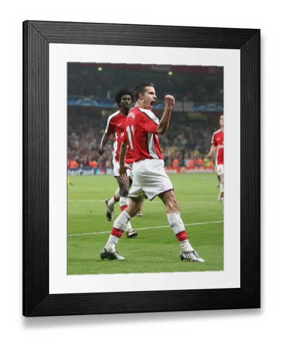 Framed Print : Robin van Persie's Triumphant Goal: Arsenal's 3rd against Villarreal in UEFA Champions League Quarterfinals