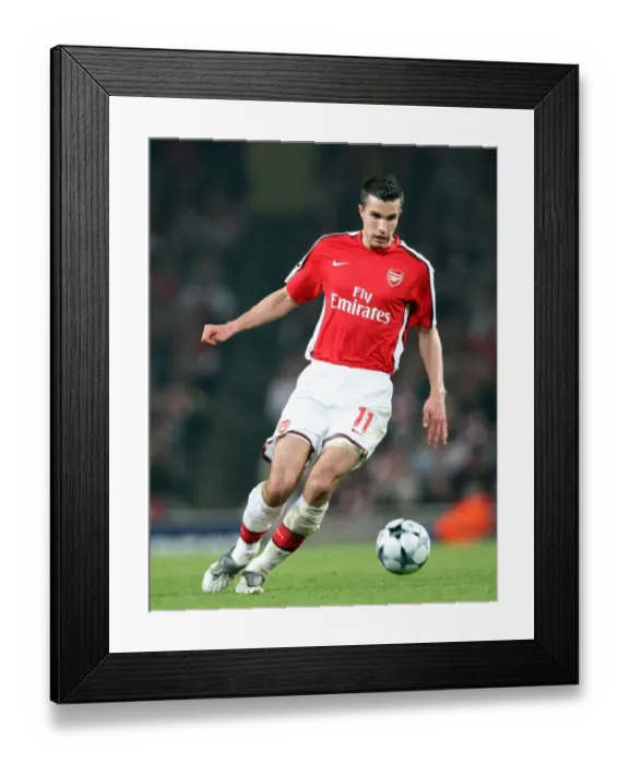 Framed Print : Arsenal's Robin van Persie Scores Hat-Trick: 3-0 Crushing Victory over Villarreal in UEFA Champions League Quarterfinals