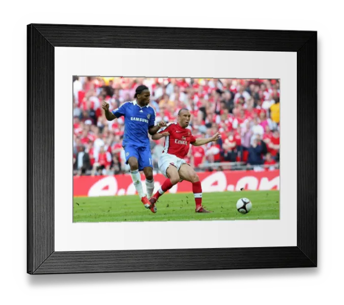 Framed Print : Clash of Titans: Silvestre vs. Drogba in the FA Cup Semi-Final Showdown - Arsenal 1:2 Chelsea at Wembley Stadium (April 18, 2009)