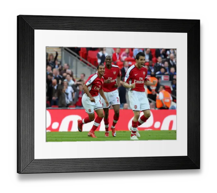 Framed Print : Triumphant Trio: Walcott, Diaby, and Fabregas's FA Cup Semi-Final Moment of Glory (Arsenal vs. Chelsea, Wembley Stadium, 18 / 4 / 09)