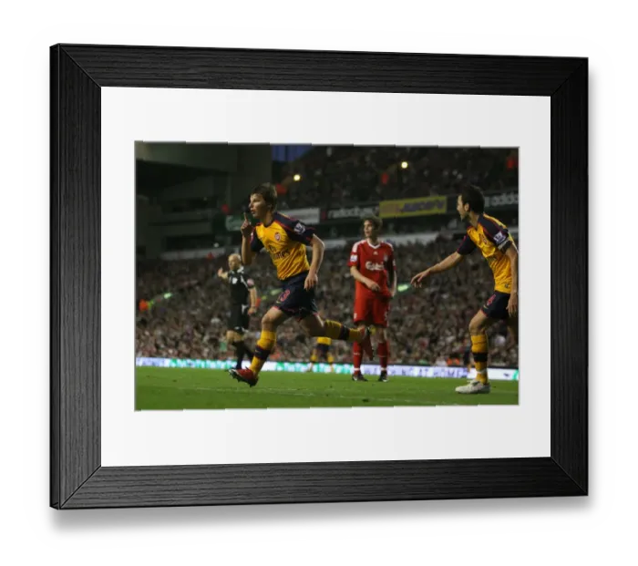 Framed Print : Andrey Arshavin celebrates scoring the 1st Arsenal goal Framed Print : Andrey Arshavin celebrates scoring the 1st Arsenal goal