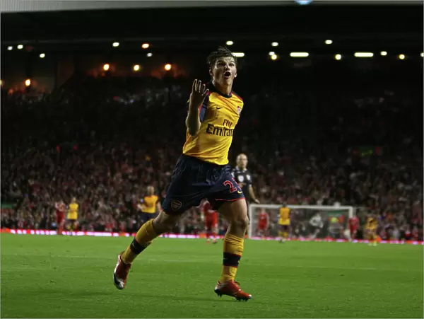 Arshavin's Stunner: Arsenal's Fourth Goal in the Thrilling 4-4 Draw Against Liverpool, Anfield, 2009
