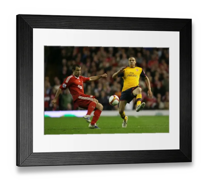 Framed Print : Kieran Gibbs (Liverpool) Javier Mascherano (Liverpool)