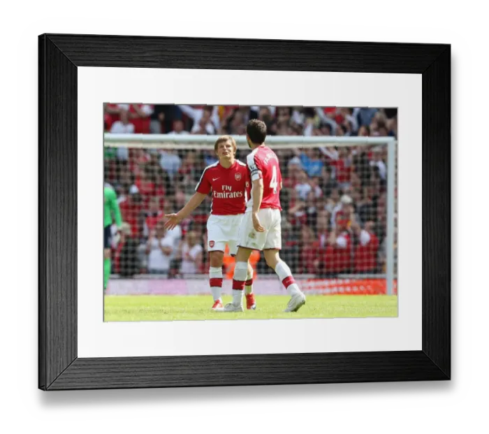 Framed Print : Cesc Fabregas celebrates scoring his and Arsenal s Framed Print : Cesc Fabregas celebrates scoring his and Arsenal s