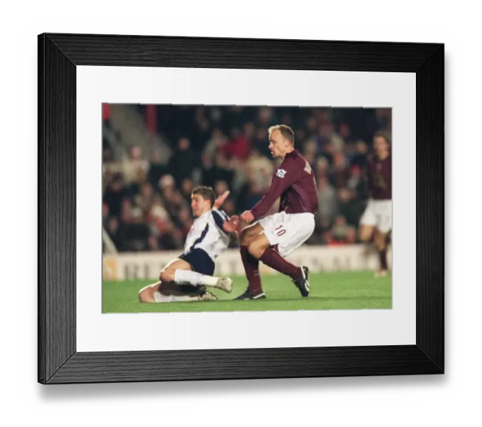 Framed Print : Dennis Bergkamp Scores Arsenal's First Goal in a 4:0 Victory over Portsmouth, FA Premiership, Highbury, London, 28 / 12 / 05
