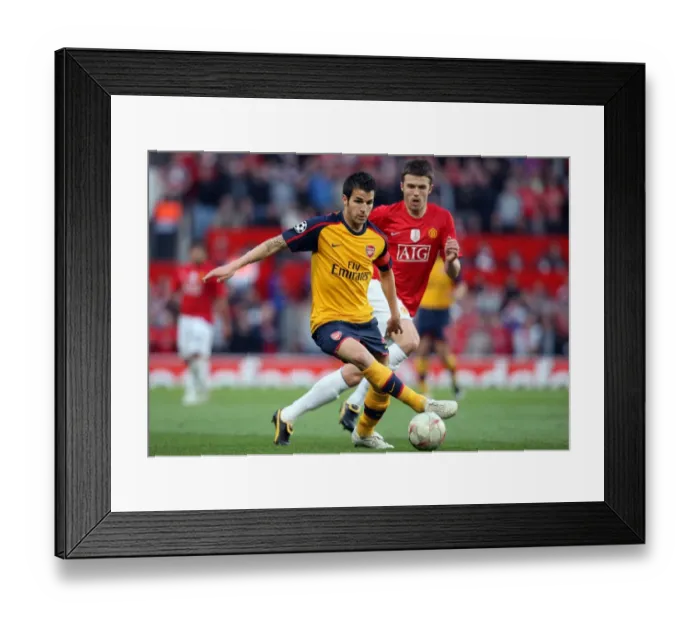 Framed Print : Cesc Fabregas vs Michael Carrick: A Battle in the Manchester United vs Arsenal Semi-Final, UEFA Champions League (1:0), Old Trafford, 29 / 4 / 09