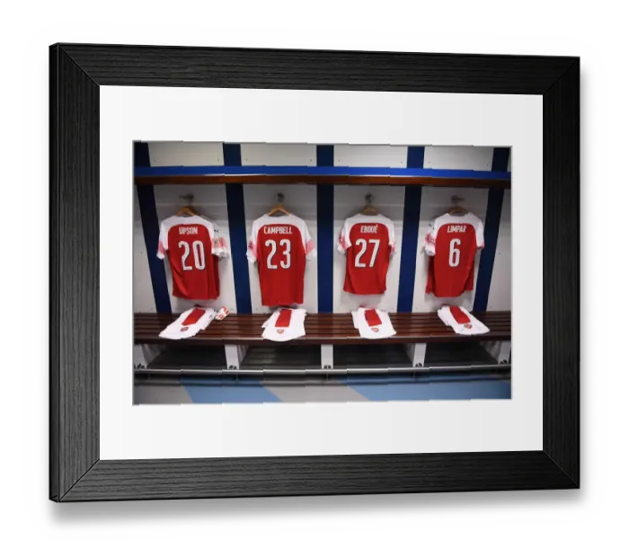 Framed Print : Behind the Scenes: Arsenal FC Changing Room before the Real Madrid Legends Match (2018-19) Framed Print : Behind the Scenes: Arsenal FC Changing Room before the Real Madrid Legends Match (2018-19)
