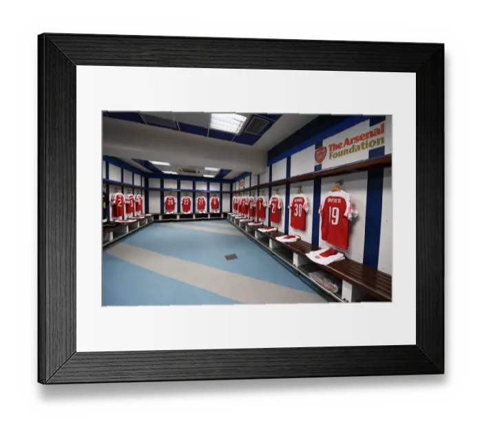 Framed Print : Behind the Scenes: Arsenal FC's Changing Room before the Real Madrid Legends Match (2018-19)