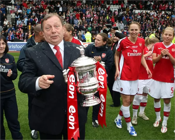 Vic Akers Arsenal Ladies Manager celebrates after the match