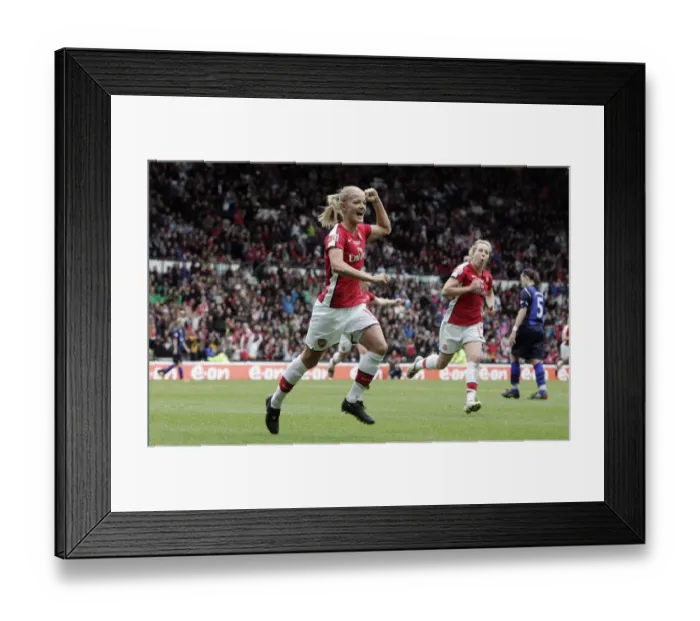 Framed Print : Katie Chapman's Euphoric Goal: Arsenal's First in FA Cup Final Victory over Sunderland (2009)