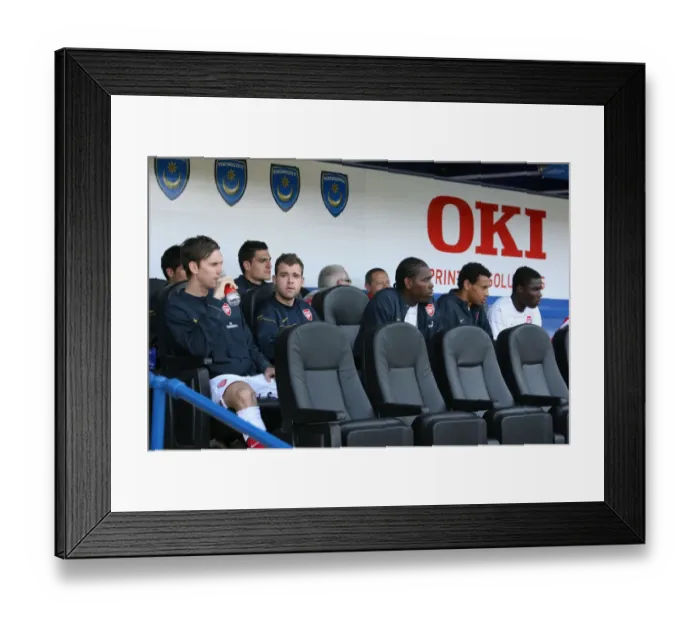 Framed Print : The Arsenal bench before the match Framed Print : The Arsenal bench before the match