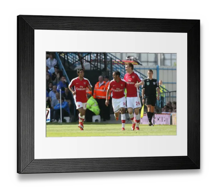Framed Print : Bendtner, Walcott, Vela: Arsenal's Unstoppable Trio Celebrates Historic 1st Goal
