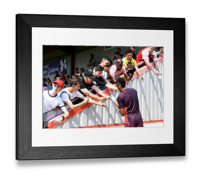 Framed Print : Pierre-Emerick Aubameyang Meets Fans at Borehamwood: Arsenal Star Signs Autographs Ahead of Pre-Season Friendly Framed Print : Pierre-Emerick Aubameyang Meets Fans at Borehamwood: Arsenal Star Signs Autographs Ahead of Pre-Season Friendly