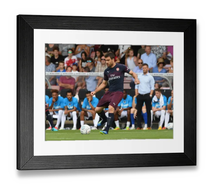 Framed Print : Sokratis Papastathopoulos of Arsenal in Pre-Season Action against Borehamwood (2018)