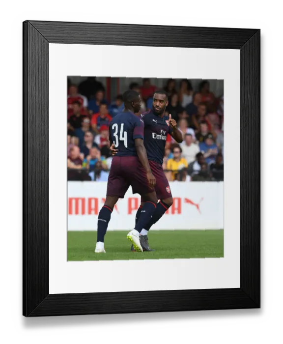 Framed Print : Alexandre Lacazette and Jordi Osei-Tutu Celebrate Goal: Borehamwood vs Arsenal Pre-Season Friendly, 2018 Framed Print : Alexandre Lacazette and Jordi Osei-Tutu Celebrate Goal: Borehamwood vs Arsenal Pre-Season Friendly, 2018