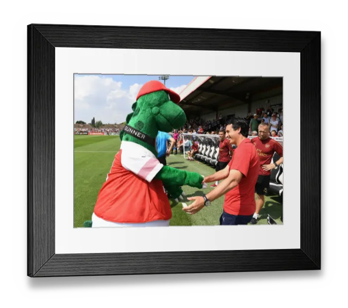 Framed Print : United We Stand: Emery and Gunnersaurus Before Borehamwood Friendly Framed Print : United We Stand: Emery and Gunnersaurus Before Borehamwood Friendly