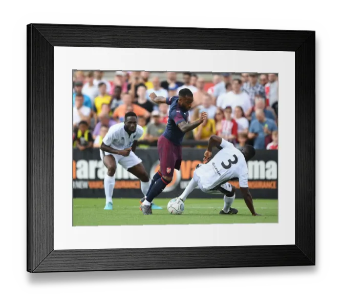 Framed Print : Alex Lacazette vs Femi Ilesanmi: Borehamwood vs Arsenal Pre-Season Clash Framed Print : Alex Lacazette vs Femi Ilesanmi: Borehamwood vs Arsenal Pre-Season Clash