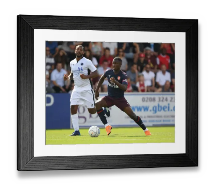 Framed Print : Eddie Nketiah's Star Performance: Arsenal's Pre-Season Victory at Borehamwood, 2018 Framed Print : Eddie Nketiah's Star Performance: Arsenal's Pre-Season Victory at Borehamwood, 2018