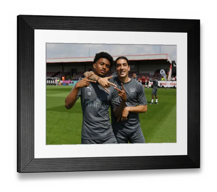 Framed Print : Reiss Nelson and Hector Bellerin: Arsenal Stars Prepare for Action in Borehamwood Friendly Framed Print : Reiss Nelson and Hector Bellerin: Arsenal Stars Prepare for Action in Borehamwood Friendly