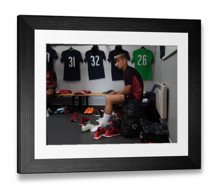 Framed Print : Emile Smith Rowe in Arsenal Changing Room: Borehamwood Pre-Season Friendly (2018) Framed Print : Emile Smith Rowe in Arsenal Changing Room: Borehamwood Pre-Season Friendly (2018)