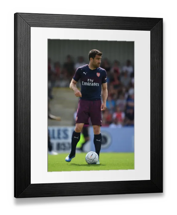 Framed Print : Sokratis of Arsenal in Pre-Season Action against Borehamwood (2018)
