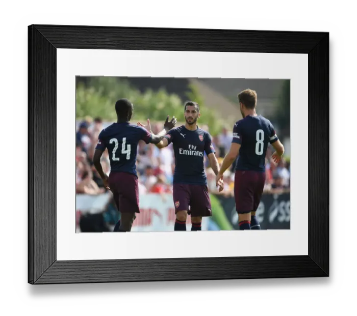 Framed Print : Arsenal Stars: Nketiah, Mkhitaryan, Ramsey in Pre-Season Action vs Borehamwood