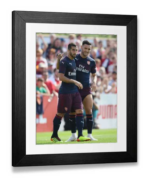 Framed Print : Arsenal Stars Henrikh Mkhitaryan and Lucas Perez Train Together in Pre-Season Friendly Against Borehamwood