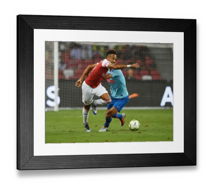 Framed Print : Clash of Titans: Aubameyang vs. Rodri - Arsenal vs. Atletico Madrid, International Champions Cup 2018