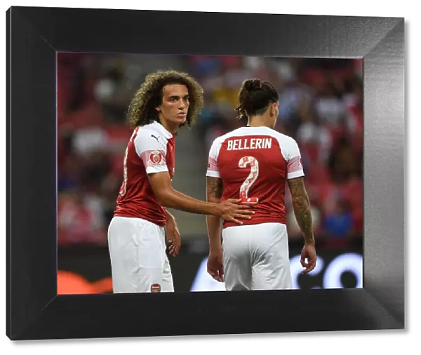 Arsenal's Guendouzi and Bellerin in Action against Atletico Madrid, 2018 International Champions Cup, Singapore
