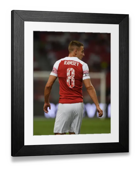 Framed Print : Arsenal's Aaron Ramsey Goes Head-to-Head Against Atletico Madrid in International Champions Cup 2018
