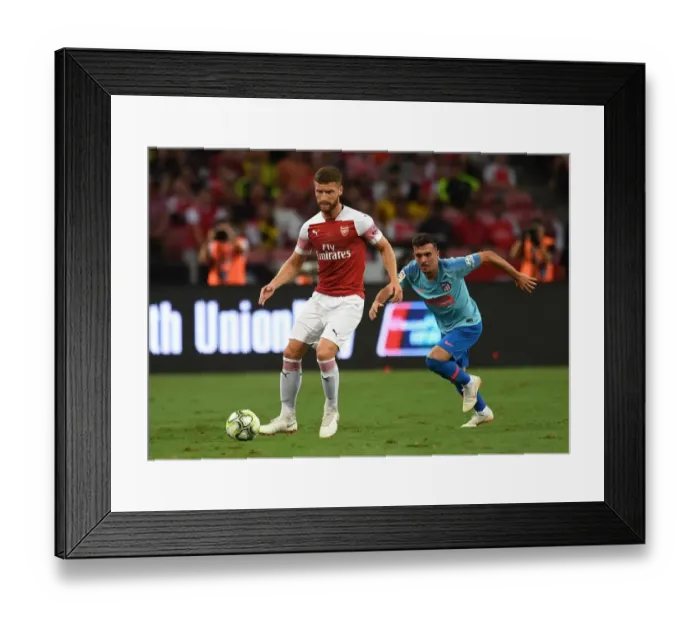 Framed Print : Mustafi vs. Gereiro: Arsenal vs. Atletico Madrid Clash in International Champions Cup 2018